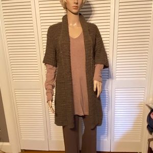 Chico's Short Sleeve Mocha Tunic Cardigan - Large